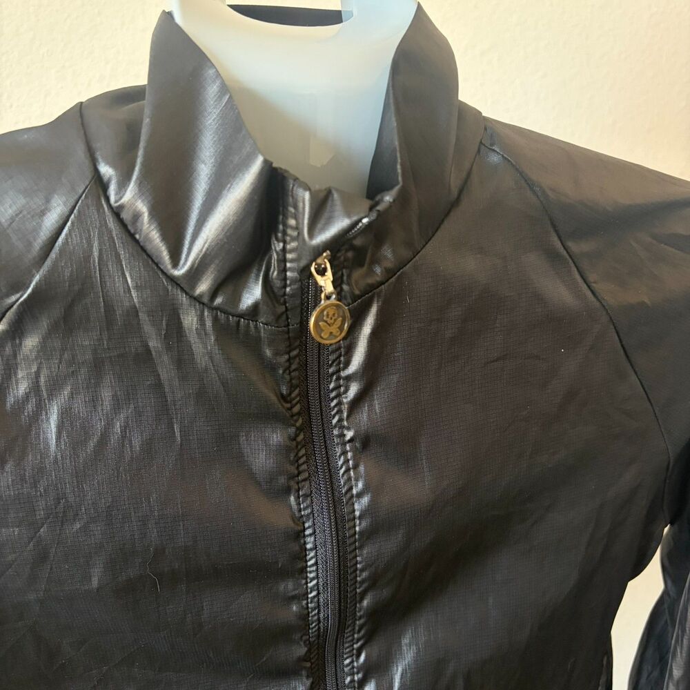 Betty Designs Jacket S Black Lightweight Full Zip Windbreaker High Collar Crinkl - Picture 2 of 5